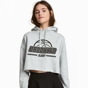Brooklyn Babe Grey Cropped Hoodie